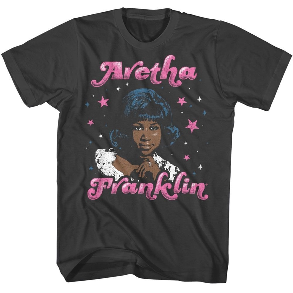Aretha Franklin Stars Smoke Adult T-Shirt